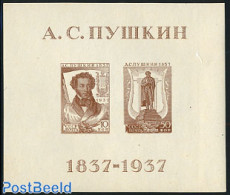 Russia, Soviet Union 1937 A. Pushkin S/s, Mint NH, Art - Authors - Unused Stamps