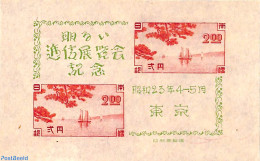 Japan 1948 Postal Traffic Expo S/s (issued Without Gum), Mint NH, Transport - Ships And Boats - Ungebraucht