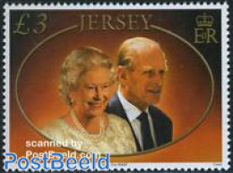 Jersey 2007 Diamond Wedding 1v, Mint NH, History - Kings & Queens (Royalty) - Familles Royales