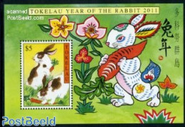 Tokelau Islands 2011 Year Of The Rabbit S/s, Mint NH, Nature - Various - Rabbits / Hares - New Year - Neujahr