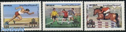 Syria 1991 Mediterranean Games 3v, Mint NH, Nature - Sport - Horses - Athletics - Football - Sport (other And Mixed) - Atletismo