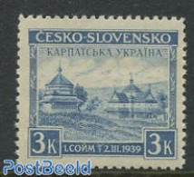 Ukraine 1939 Carpate-Ukraina, Jasina Wooden Church 1v, Mint NH, Religion - Churches, Temples, Mosques, Synagogues - Churches & Cathedrals