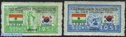 Korea, South 1951 UNO War Support, India 2v, Unused (hinged), History - Nature - Birds - Corea Del Sur