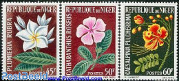 Niger 1965 Flowers 3v, Mint NH, Nature - Flowers & Plants - Niger (1960-...)