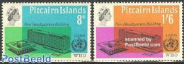 Pitcairn Islands 1966 New W.H.O. Headquarters 2v, Mint NH, Health - Health - Other & Unclassified
