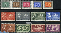 Switzerland 1945 Pax Europa 13v, Mint NH, History - Religion - Europa Hang-on Issues - Bible Texts - Neufs