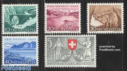 Switzerland 1953 Pro Patria 5v, Mint NH, Nature - Sport - Water, Dams & Falls - Mountains & Mountain Climbing - Art - .. - Unused Stamps