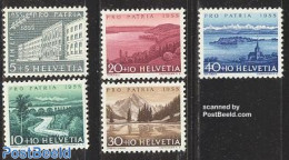 Switzerland 1955 Pro Patria 5v, Mint NH, Sport - Mountains & Mountain Climbing - Art - Bridges And Tunnels - Unused Stamps