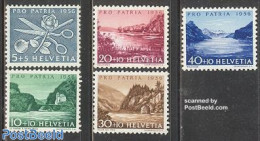 Switzerland 1956 Pro Patria 5v, Mint NH, Nature - Sport - Flowers & Plants - Roses - Mountains & Mountain Climbing - A.. - Unused Stamps