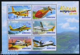 Alderney 2008 Aurigny Air Service 6v M/s, Mint NH, Transport - Various - Aircraft & Aviation - Lighthouses & Safety At.. - Flugzeuge