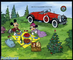 Gambia 1989 Christmas S/s, Mickey, Minnie, Mint NH, Religion - Transport - Christmas - Automobiles - Art - Disney - Christmas