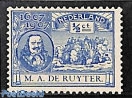 Netherlands 1907 0.5c Michiel De Ruyter, Mint NH, History - Transport - Militarism - Ships And Boats - Nuevos