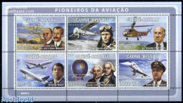 Guinea Bissau 2008 Aviation Pioneers 6v M/s, Mint NH, Transport - Balloons - Concorde - Helicopters - Aircraft & Aviat.. - Airships