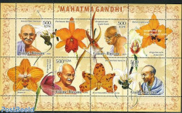Guinea Bissau 2006 Gandhi, Orchids 4v M/s, Mint NH, History - Nature - Gandhi - Flowers & Plants - Orchids - Mahatma Gandhi