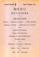 Menu Officiers Du 28 Décembre 1954 Servi Sur Le Paquebot Pasteur - Menükarten