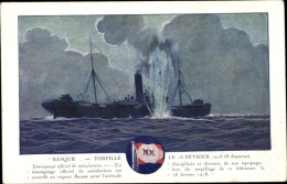 Artiste CPA Dampfschiff Basque, Messageries Maritimes, Unter Beschuss 1918 - Andere & Zonder Classificatie