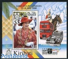 Kiribati 2000 Stamp Show 2000 S/s, Mint NH, History - Nature - Transport - Kings & Queens (Royalty) - Horses - Philate.. - Royalties, Royals