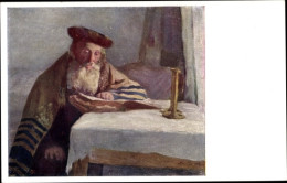 Judaika Artiste CPA Mann Mit Tallit Am Tisch, BKWI 863/4 - Judaika