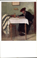 Judaika Artiste CPA Jüdischer Mann Am Tisch, Buch, Tallit Auf Einen Stuhl Gelegt - Andere & Zonder Classificatie