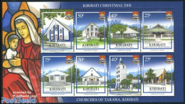 Kiribati 2008 Christmas 8v M/s, Mint NH, Religion - Christmas - Churches, Temples, Mosques, Synagogues - Weihnachten