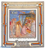 Aitutaki 1985 Giotto Painting S/s, Mint NH, Religion - Science - Christmas - Art - Paintings - Halley's Comet - Christmas