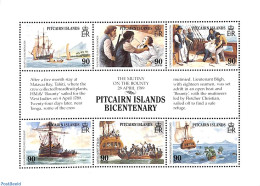 Pitcairn Islands 1989 Mutiny On The Bounty S/s, Mint NH, Transport - Stamps On Stamps - Ships And Boats - Sellos Sobre Sellos