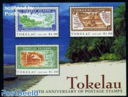 Tokelau Islands 1998 50 Years Stamps S/s, Mint NH, Transport - Various - Stamps On Stamps - Ships And Boats - Maps - Sellos Sobre Sellos