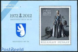 Greenland 2012 Queen Margarethe Jubilee S/s, Mint NH, History - Nature - Kings & Queens (Royalty) - Cat Family - Ongebruikt