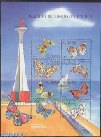 Saint Vincent 2001 Butterflies 8v M/s (lighthouse On Border), Mint NH, Nature - Various - Butterflies - Lighthouses & .. - Lighthouses
