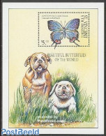 Saint Vincent 2001 Butterflies S/s (dogs On Border), Mint NH, Nature - Butterflies - Dogs - St.Vincent (1979-...)