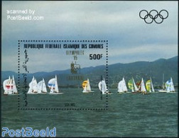 Comoros 1985 Olymphilex S/s, Mint NH, Sport - Transport - Olympic Games - Sailing - Ships And Boats - Segeln