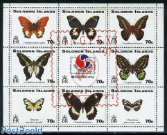 Solomon Islands 1997 Singpex, Butterflies 9v M/s, Mint NH, Nature - Butterflies - Philately - Salomon (Iles 1978-...)