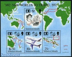 Solomon Islands 1992 World Columbian Stamp Expo S/s, Mint NH, History - Transport - Various - Explorers - Philately - .. - Explorers