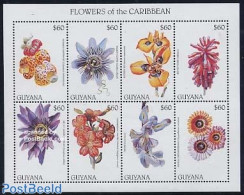 Guyana 1997 Carribbean Flowers 8v M/s, Mint NH, Nature - Flowers & Plants - Guyana (1966-...)