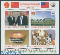 Samoa 2005 Diplomatic Relations China S/s, Mint NH, History - Transport - Politicians - Space Exploration - Modern Arc.. - Samoa (Staat)