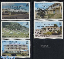 Montserrat 2005 Royal Visit 5v, Overprints, Mint NH, History - Kings & Queens (Royalty) - Art - Architecture - Familles Royales
