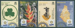 Montserrat 2005 Rotary Centenary 4v, Mint NH, Nature - Various - Flowers & Plants - Maps - Rotary - Géographie