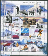 Australian Antarctic Territory 2001 Antarctic Centenary 20v M/s, Mint NH, Nature - Science - Transport - Penguins - Th.. - Airplanes