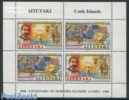 Aitutaki 1996 Modern Olympics Centenary M/s, Mint NH, Sport - Athletics - Olympic Games - Atletismo