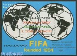Sao Tome/Principe 1988 Italia S/s, Gold Sign, Mint NH, Sport - Football - Sao Tome En Principe