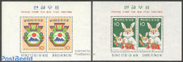 Korea, South 1974 Year Of The Rabbit 2 S/s, Mint NH, Various - New Year - Nieuwjaar
