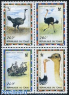 Chad 1996 WWF, Ostrich 4v [+], Mint NH, Nature - Birds - World Wildlife Fund (WWF) - Other & Unclassified