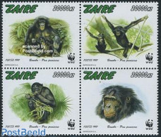 Congo Dem. Republic, (zaire) 1997 WWF, Bonobo 4v [+], Mint NH, Nature - Monkeys - World Wildlife Fund (WWF) - Autres & Non Classés