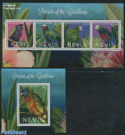 Nevis 2013 Parrots 2 S/s, Mint NH, Nature - Birds - Parrots - St.Kitts Und Nevis ( 1983-...)