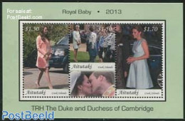 Aitutaki 2013 Royal Baby S/s, Mint NH, History - Transport - Kings & Queens (Royalty) - Automobiles - Royalties, Royals
