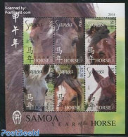 Samoa 2014 Year Of The Horse 6v M/s, Mint NH, Nature - Various - Horses - New Year - Nouvel An
