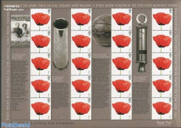 Great Britain 2008 We Will Remember, Label Sheet, Mint NH, History - Nature - Flowers & Plants - World War I - Unused Stamps