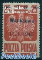 Poland 1945 Liberation 1v, Warszawa, Reddish Brown Overprint, Mint NH - Ungebraucht