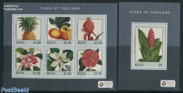 Nevis 2013 Flora In Thailand 2 S/s, Mint NH, Nature - Flowers & Plants - St.Kitts-et-Nevis ( 1983-...)