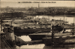 CPA Cherbourg, Das Arsenal, U-Boot-Station, Französisches U-Boot - Andere & Zonder Classificatie